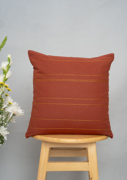 Silk Route 100% cotton embroidered decorative cushion cover for sofa - Brick Red-230854141