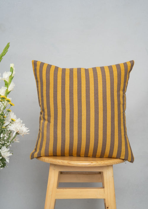 Sand Dunes 100% cotton geometric cushion cover for sofa - Mustard and Brown-230854151