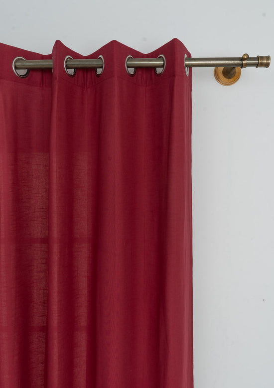 Solid  Wine red 100% cotton plain curtain for bedroom - Room darkening - Pack of 1-231223169