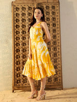 Strappy Layered Midi Dress in Yellow Tie & Dye-TP0479TD6