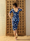 Pencil Fit Midi Dress in Blue Tie & Dye-TP0420TD10