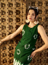 Kurta Neck Mini Dress with Side Pockets in Green Tie & Dye-TP0552TD19