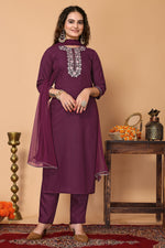 Avanshee Women's Latest Embroidred Cotton Kurta, Pant With Dupatta-ES-7510