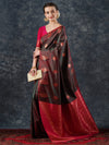 Saree Mall Women's  Blend Brown Woven Design Designer Saree With Blouse Piece-21PAKHI2103