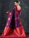 Saree Mall Women's  Blend Purple Woven Design Designer Saree With Blouse Piece-21PAKHI2107