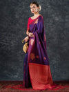 Saree Mall Women's  Blend Purple Woven Design Designer Saree With Blouse Piece-21PAKHI2107