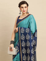 Saree Mall Women's Bhagalpuri  Blue Printed Designer Saree With Blouse Piece-21WOM21905