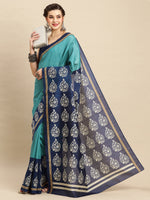 Saree Mall Women's Bhagalpuri  Blue Printed Designer Saree With Blouse Piece-21WOM21905