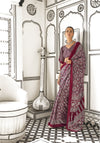 Avanshee Women's Latest Bollywood Self Design,Geometric Print Satin Saree With Unstiched Blouse-KAJARAKH-6008-MAROON