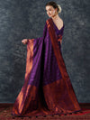 Saree Mall Women's  Blend Purple Woven Design Designer Saree With Blouse Piece-23PAKHI2301