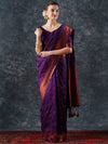 Saree Mall Women's  Blend Purple Woven Design Designer Saree With Blouse Piece-23PAKHI2301