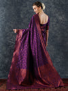 Saree Mall Women's  Blend Purple Woven Design Designer Saree With Blouse Piece-23PAKHI2302