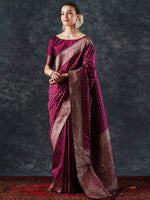 Saree Mall Women's  Blend Magenta Woven Design Designer Saree With Blouse Piece-23PAKHI2303