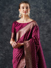 Saree Mall Women's  Blend Magenta Woven Design Designer Saree With Blouse Piece-23PAKHI2303