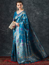 Saree Mall Women's  Blend Blue Woven Design Designer Saree With Blouse Piece-23PAKHI2313