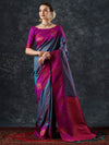 Saree Mall Women's  Blend Teal Blue Woven Design Designer Saree With Blouse Piece-23PAKHI2314