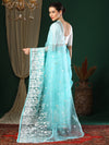 Saree Mall Women's Organza Light Blue Embroidered Designer Saree With Blouse Piece-24KAVI2402