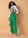 Women Flat Front Solid Green Trousers-2572-Green