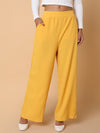 Women Flat Front Solid Mustard Trousers-2572-Mustard