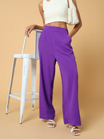 Women Solid Purple Trouser-2572-Purple