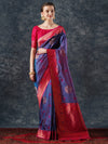 Saree Mall Women's  Blend Violet Woven Design Designer Saree With Blouse Piece-25PAKHI2501