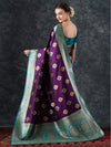 Saree Mall Women's  Blend Purple Woven Design Designer Saree With Blouse Piece-25PAKHI2502