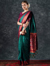 Saree Mall Women's  Blend Teal Blue Woven Design Designer Saree With Blouse Piece-25PAKHI2505