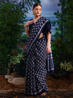 Saree Mall Women's Bhagalpuri  Navy Blue Printed Designer Saree With Blouse Piece-26WOM26903