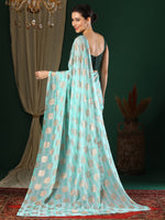 Saree Mall Women's Georgette Light Blue Printed Designer Saree With Blouse Piece-27KAVI2701