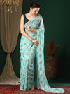 Saree Mall Women's Georgette Light Blue Printed Designer Saree With Blouse Piece-27KAVI2701