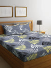 Home Sizzler 144TC Microfibre Grey Double Bedsheet With 2 King Size Pillow Covers-HSDBS004063