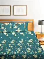 Home Sizzler 144TC Microfibre Green Double Bedsheet With 2 King Size Pillow Covers-HSDBS004098