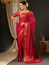 Saree Mall Women's Georgette Pink Woven Design Celebrity Saree With Blouse Piece-28ALEKHA2807