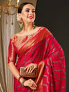 Saree Mall Women's Georgette Pink Woven Design Celebrity Saree With Blouse Piece-28ALEKHA2807