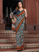 Saree Mall Women's Bhagalpuri  Charcoal Grey Printed Designer Saree With Blouse Piece-29WOM29904