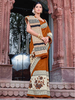 Saree Mall Women's Bhagalpuri  Brown Printed Designer Saree With Blouse Piece-29WOM29907