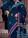 Saree Mall Women's Bhagalpuri  Navy Blue Printed Designer Saree With Blouse Piece-29WOM29908