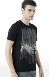 Huetrap Black Mens Short Sleeve Graphic Printed Tshirt-HT17MKGRABLK00573