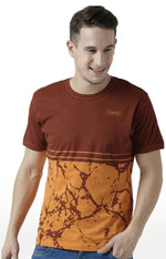 Huetrap Orange Mens Short Sleeve Graphic Printed Tshirt-HT17MKGRABZO01045