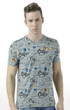 Huetrap Grey Mens Short Sleeve Graphic Printed Tshirt-HT17MKGRAGML00667