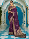 Saree Mall Women's  Blend Purple Woven Design Designer Saree With Blouse Piece-2PAKHI4103A