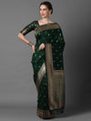 Saree Mall Women's  Blend Green Woven Design Designer Saree With Blouse Piece-2PAKHI4103C