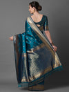 Saree Mall Women's  Blend Blue Woven Design Designer Saree With Blouse Piece-2PAKHI4103D