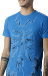 Huetrap Blue Mens Short Sleeve Graphic Printed Tshirt-HT17MKGRASUR00308