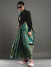 Saree Mall Women's  Blend Teal Blue Woven Design Designer Saree With Blouse Piece-2REEVA2004