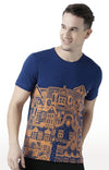 Huetrap Blue Mens Short Sleeve Graphic Printed Tshirt-HT17MKGRALNY00679