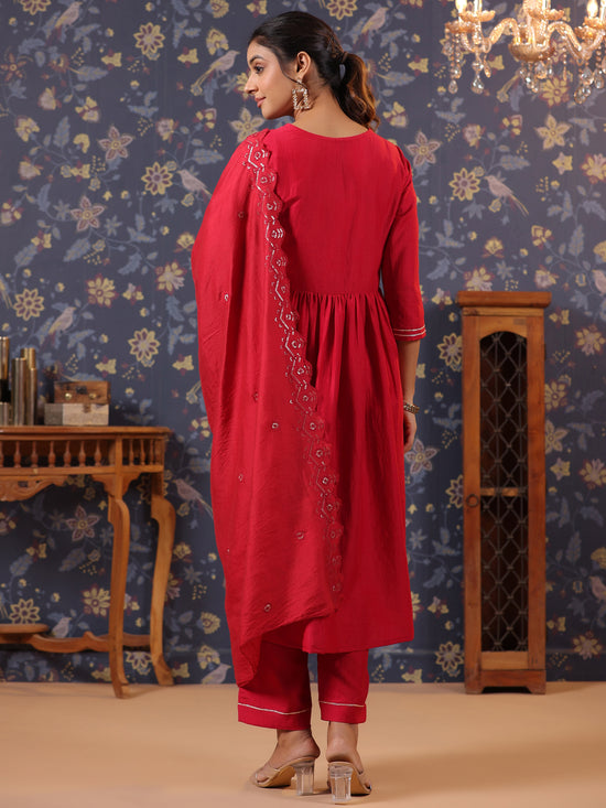 Avanshee Women's Latest Solid Cotton Silk Kurta, Pant With Dupatta-ES-7525