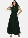 Floral Green Frilled Dress-17427