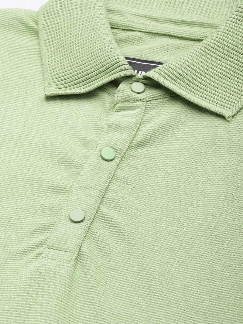 Dillinger Green Solid Regular Snap Polo T-shirt