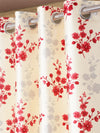 Home Sizzler 2 Pieces Bloom Burst Eyelet Polyester Door Opaque Curtains - 7 Feet, Maroon-HS2PC001711DR